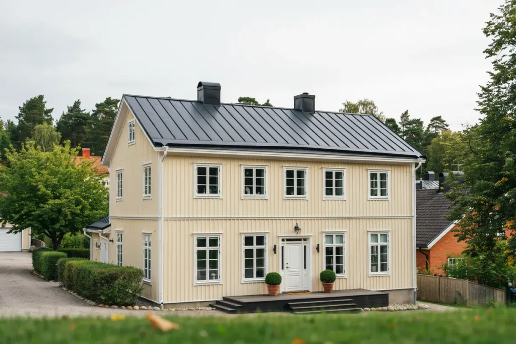 ny bandt ckning med dubbelfalsat pl ttak p villa i h gdalen bandhagen